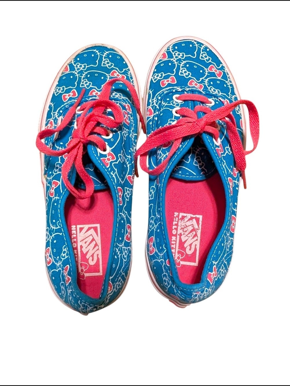 Vans Blue Hello Kitty Canvas Sneakers Pink Laces - Picture 4 of 9